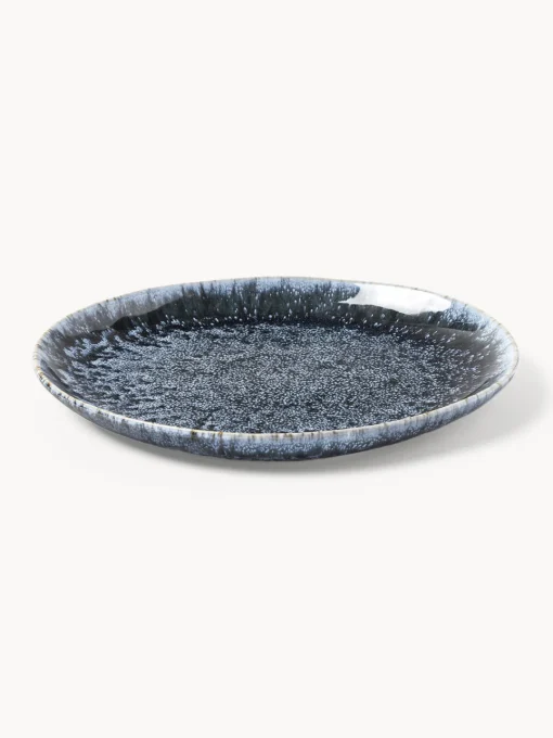 Platos De Postre|Vajillas Completas>Westwing Collection Platos postre artesanales en forma orgánica Macey, 4 uds Tonos grises azulados brillantes