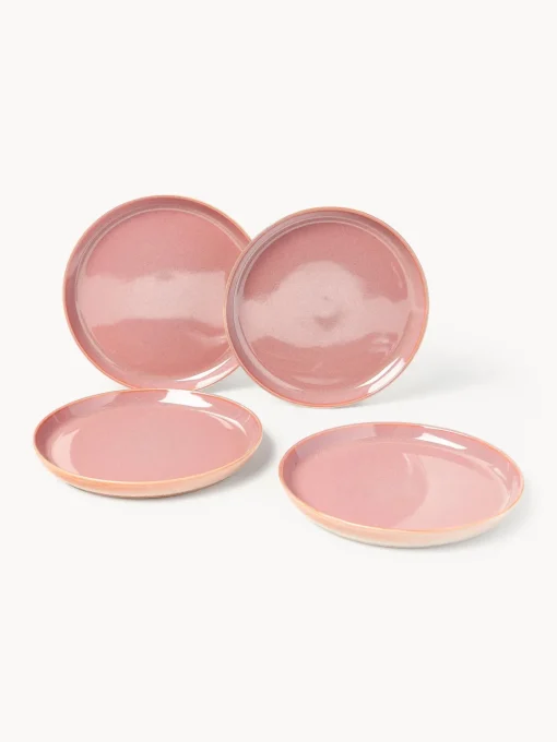 Platos De Postre|Vajillas Completas>Westwing Collection Platos postre con esmalte reactivo Havana, 4 uds. Tonos rosas y naranjas
