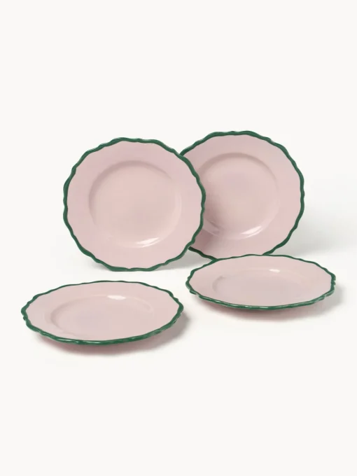 Platos De Postre|Vajillas Completas>Westwing Collection Platos postre Crumble, 4 uds. Lavanda con borde verde oscuro