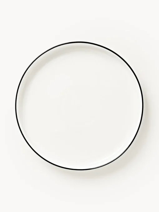 Platos De Postre|Vajillas Completas>Westwing Collection Platos postre de porcelana Facile, 2 uds. Blanco Off White con borde negro