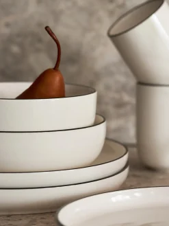 Platos De Postre|Vajillas Completas>Westwing Collection Platos postre de porcelana Facile, 2 uds. Blanco Off White con borde negro