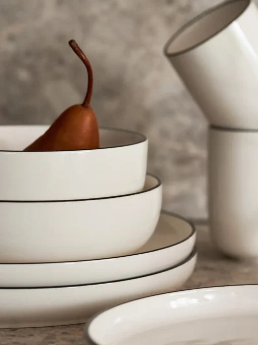 Platos De Postre|Vajillas Completas>Westwing Collection Platos postre de porcelana Facile, 2 uds. Blanco Off White con borde negro