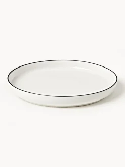 Platos De Postre|Vajillas Completas></noscript>Westwing Collection Platos postre de porcelana Facile, 2 uds. Blanco Off White con borde negro