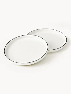 Platos De Postre|Vajillas Completas></noscript>Westwing Collection Platos postre de porcelana Facile, 2 uds. Blanco Off White con borde negro