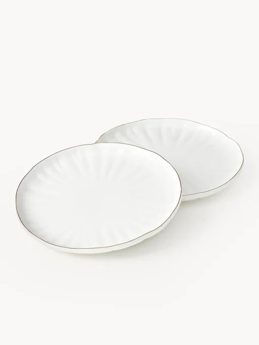 Platos De Postre|Vajillas Completas>Westwing Collection Platos postre de porcelana con relieves Sali, 2 uds.