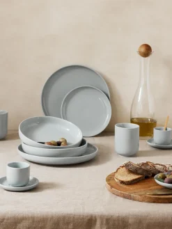 Platos De Postre|Vajillas Completas>Westwing Collection Platos postre de porcelana Nessa, 4 uds. Gris claro brillante