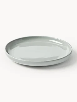 Platos De Postre|Vajillas Completas></noscript>Westwing Collection Platos postre de porcelana Nessa, 4 uds. Gris claro brillante