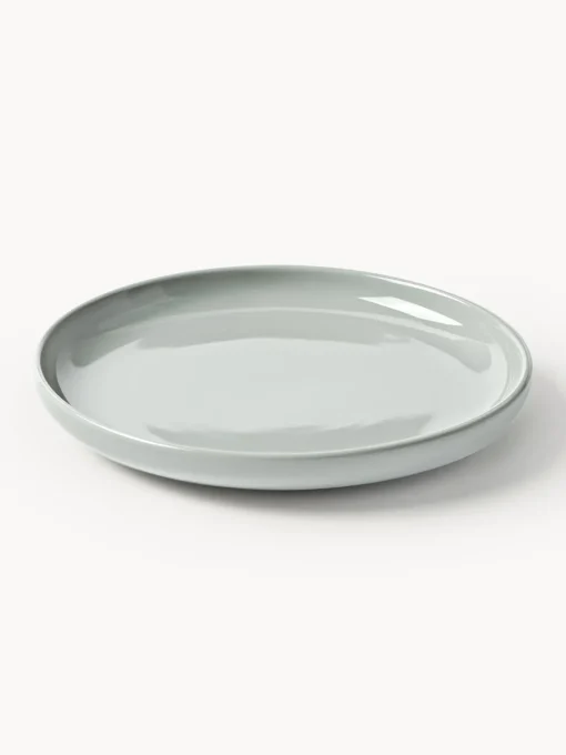Platos De Postre|Vajillas Completas>Westwing Collection Platos postre de porcelana Nessa, 4 uds. Gris claro brillante