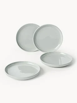 Platos De Postre|Vajillas Completas></noscript>Westwing Collection Platos postre de porcelana Nessa, 4 uds. Gris claro brillante
