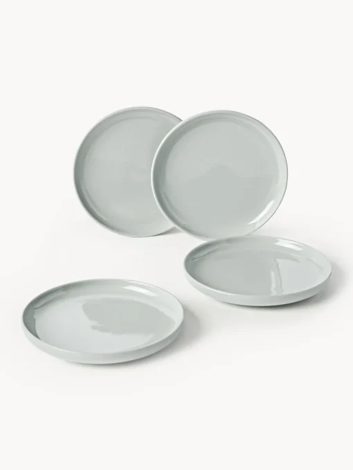 Platos De Postre|Vajillas Completas>Westwing Collection Platos postre de porcelana Nessa, 4 uds. Gris claro brillante