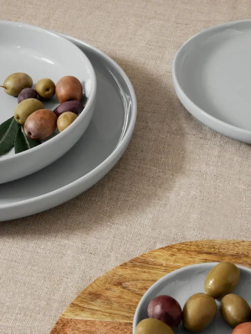 Platos De Postre|Vajillas Completas>Westwing Collection Platos postre de porcelana Nessa, 4 uds. Gris claro brillante