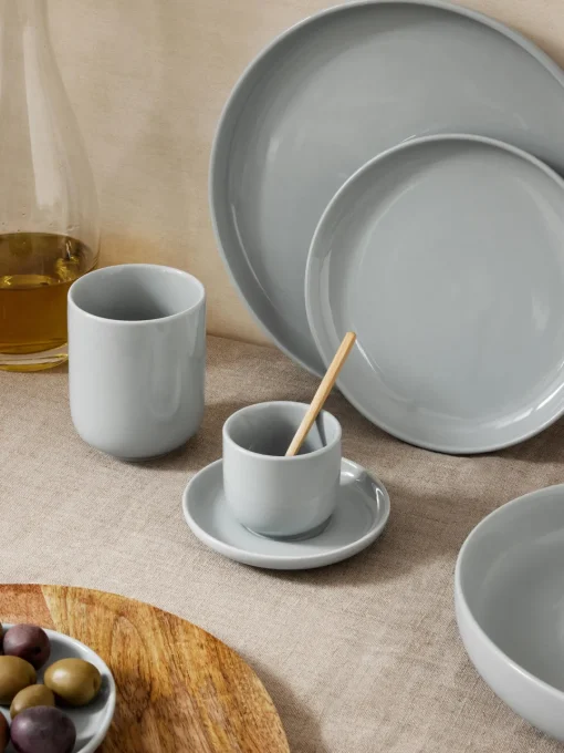 Platos De Postre|Vajillas Completas>Westwing Collection Platos postre de porcelana Nessa, 4 uds. Gris claro brillante