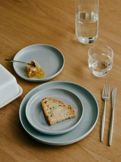 Platos De Postre|Vajillas Completas></noscript>Westwing Collection Platos postre de porcelana Nessa, 4 uds. Gris claro brillante