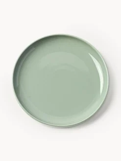 Platos De Postre|Menaje De Mesa>Westwing Collection Platos postre de porcelana Nessa, 4 uds. Verde salvia brillante