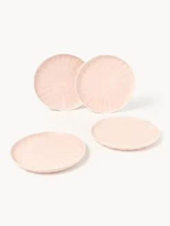 Clearance Platos postre de porcelana con relieves Sali, 4 uds. Platos De Postre|Vajillas Completas
