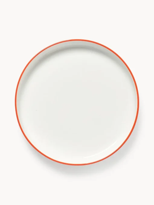Platos De Postre|Vajillas Completas>Westwing Collection Platos postre de porcelana Facile, 2 uds. Blanco Off White con borde naranja