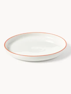 Platos De Postre|Vajillas Completas></noscript>Westwing Collection Platos postre de porcelana Facile, 2 uds. Blanco Off White con borde naranja