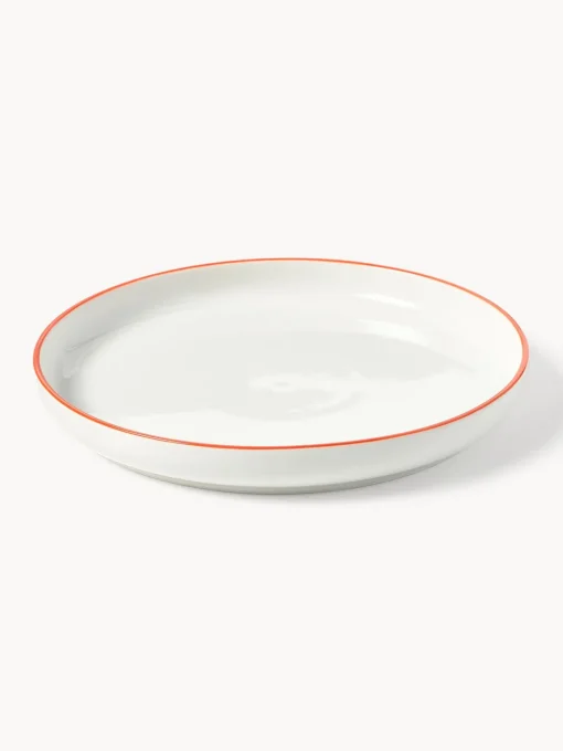 Platos De Postre|Vajillas Completas>Westwing Collection Platos postre de porcelana Facile, 2 uds. Blanco Off White con borde naranja