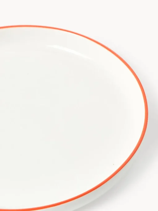Platos De Postre|Vajillas Completas>Westwing Collection Platos postre de porcelana Facile, 2 uds. Blanco Off White con borde naranja