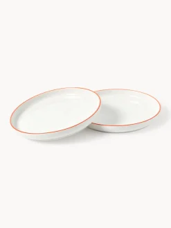 Platos De Postre|Vajillas Completas></noscript>Westwing Collection Platos postre de porcelana Facile, 2 uds. Blanco Off White con borde naranja