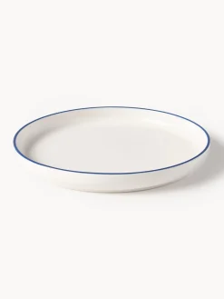 Platos De Postre|Vajillas Completas></noscript>Westwing Collection Platos postre de porcelana Facile, 2 uds. Blanco Off White con borde azul oscuro