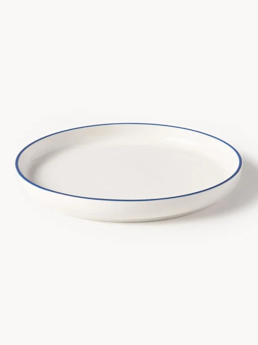 Platos De Postre|Vajillas Completas>Westwing Collection Platos postre de porcelana Facile, 2 uds. Blanco Off White con borde azul oscuro