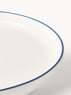 Platos De Postre|Vajillas Completas></noscript>Westwing Collection Platos postre de porcelana Facile, 2 uds. Blanco Off White con borde azul oscuro