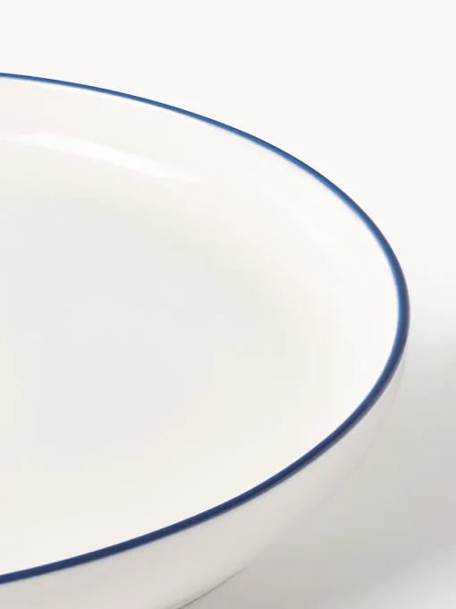 Platos De Postre|Vajillas Completas>Westwing Collection Platos postre de porcelana Facile, 2 uds. Blanco Off White con borde azul oscuro