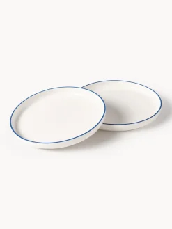 Platos De Postre|Vajillas Completas></noscript>Westwing Collection Platos postre de porcelana Facile, 2 uds. Blanco Off White con borde azul oscuro