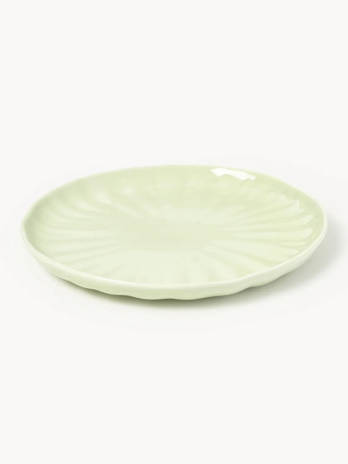 Platos De Postre|Vajillas Completas>Westwing Collection Platos postre de porcelana con relieves Sali, 4 uds. Verde claro