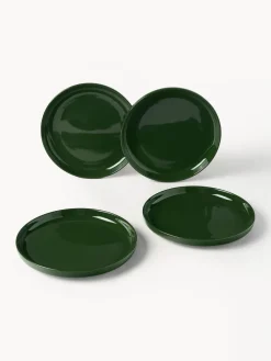 Platos De Postre|Vajillas Completas></noscript>Westwing Collection Platos postre de porcelana Nessa, 4 uds. Verde oscuro brillante