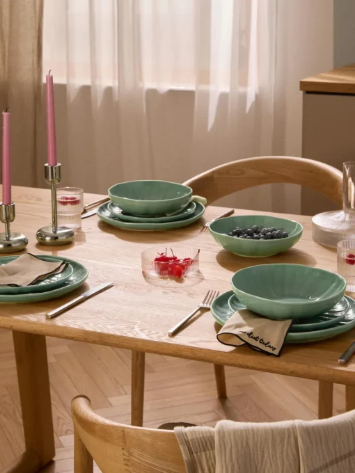 Platos De Postre|Vajillas Completas>Westwing Collection Platos postre de porcelana con relieves Sali, 4 uds. Verde menta
