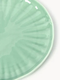 Platos De Postre|Vajillas Completas></noscript>Westwing Collection Platos postre de porcelana con relieves Sali, 4 uds. Verde menta