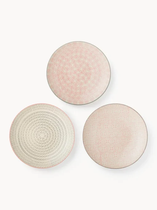 Best Platos postre pintados a mano con estampado divertido Cécile, 3 uds. Platos De Postre|Vajillas Completas