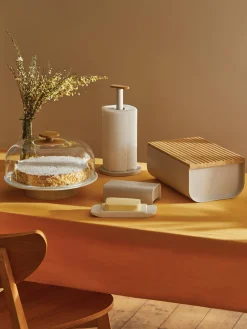 Almacenaje De Cocina></noscript>ALESSI Portarrollos de cocina con bambú Mattina Greige, madera clara