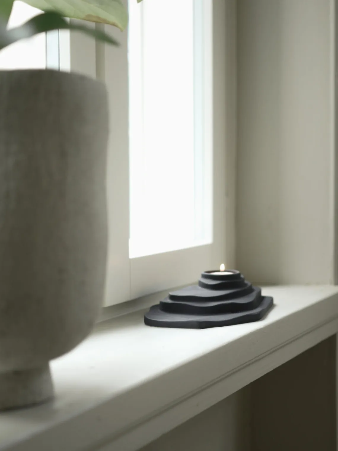 Portavelas|Jarrones>DBKD Portavelas de cerámica Dune Negro mate