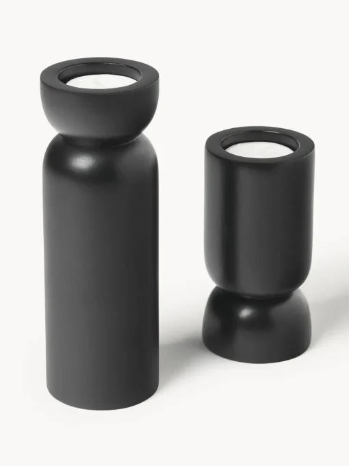 Outlet Portavelas de madera de mango Matti, 2 uds. Candelabros|Jarrones