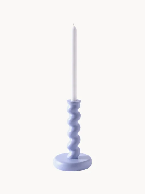Candelabros|Jarrones>POLSPOTTEN Portavelas de metal artesanal Twister Azul claro