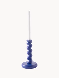 Candelabros|Jarrones>POLSPOTTEN Portavelas de metal artesanal Twister Azul oscuro