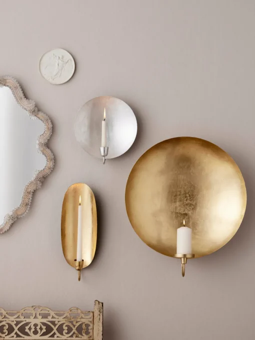 New Portavelas de pared de metal Round, Ø 26 cm Objetos Decorativos De Pared|Jarrones