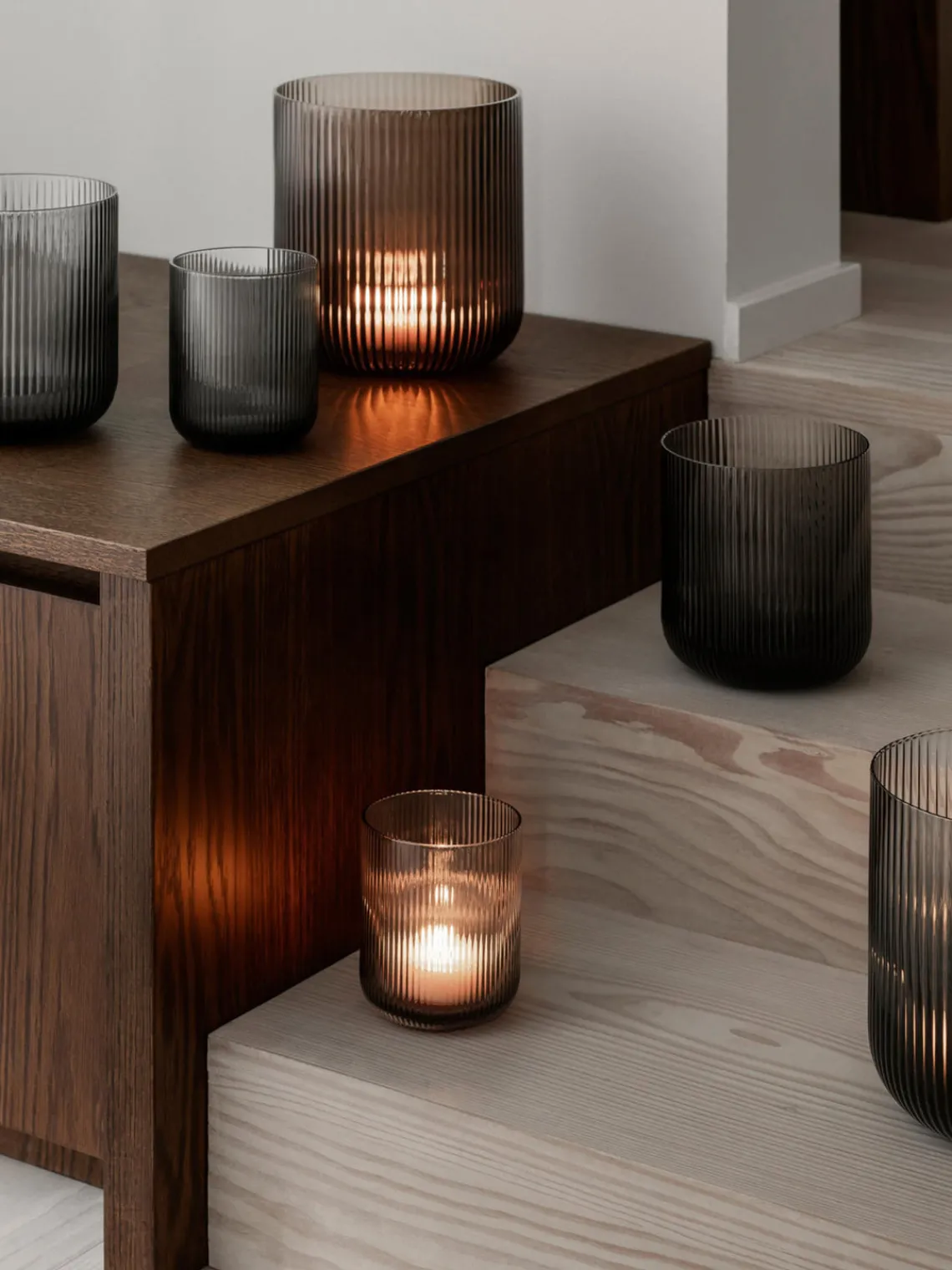 Farolillos|Jarrones>blomus Portavelas de vidrio con relieves Ven, 16 cm