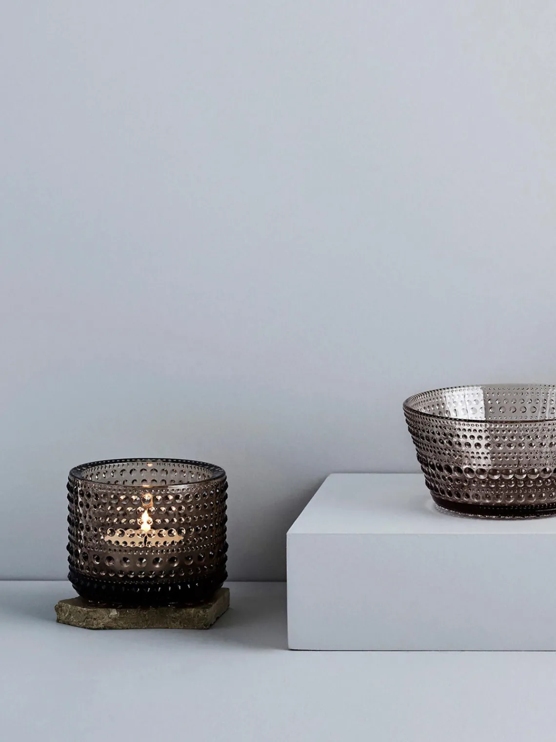 Portavelas|Jarrones>iittala Portavelas de vidrio Kastehelmi Beige transparente