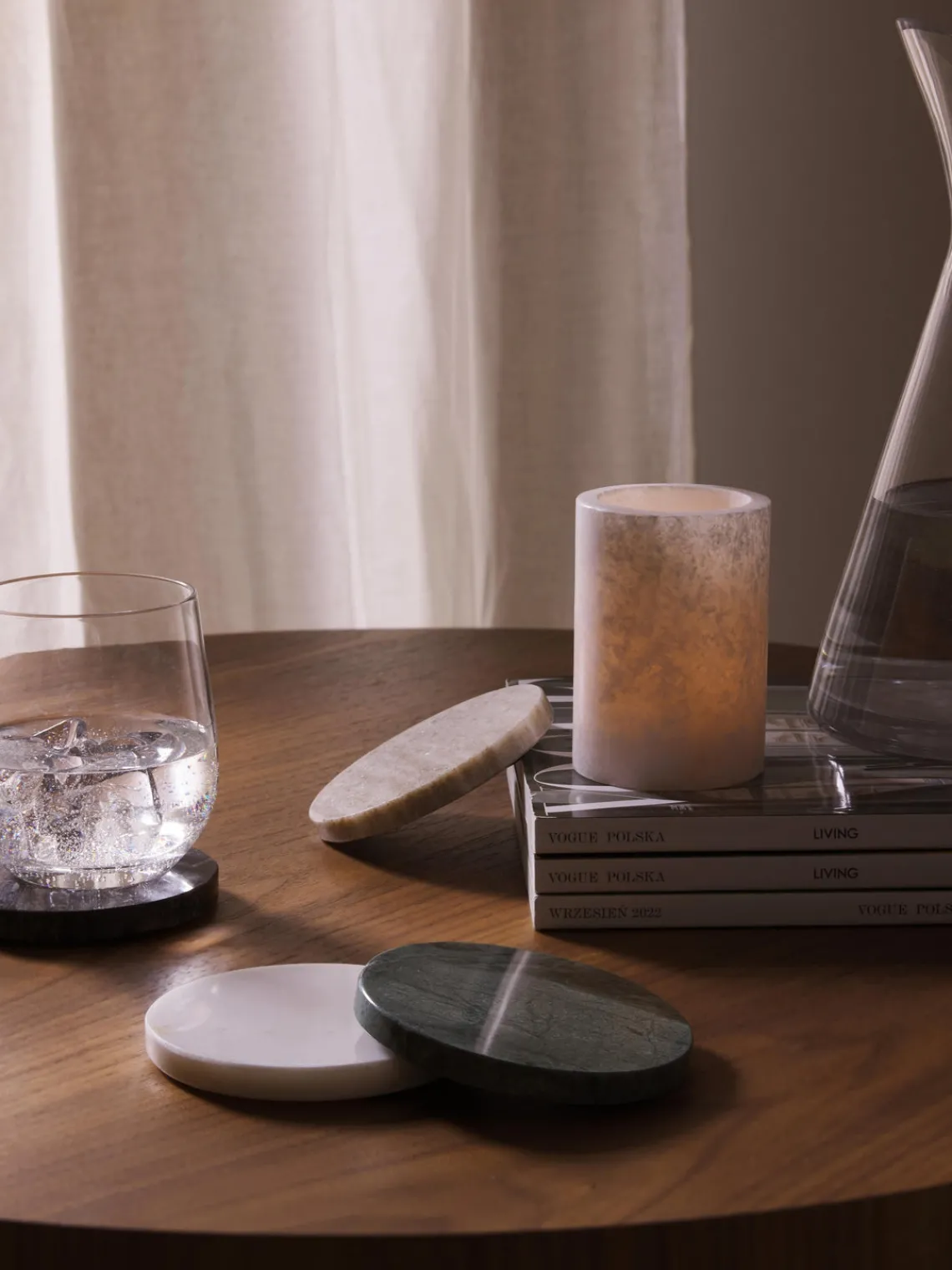 Posavasos|Vajillas Completas>Westwing Collection Posavasos de mármol travertino Callum, 4 uds. Mármol beige