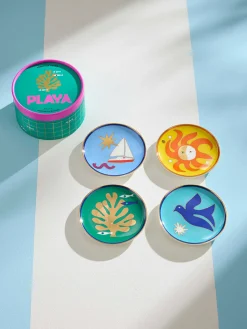 Posavasos|Vajillas Completas>Jonathan Adler Posavasos de porcelana Playa, 4 uds.