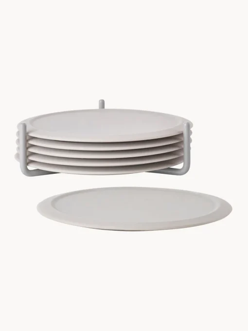 Posavasos|Vajillas Completas>Zone Denmark Posavasos de silicona con soporte Plain, 6 uds. Blanco Off White