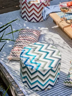 Cojines Para Suelo Y Pufs|Mantas></noscript>Missoni Puf artesanal Watamu Tonos verdes y azules, blanco Off White