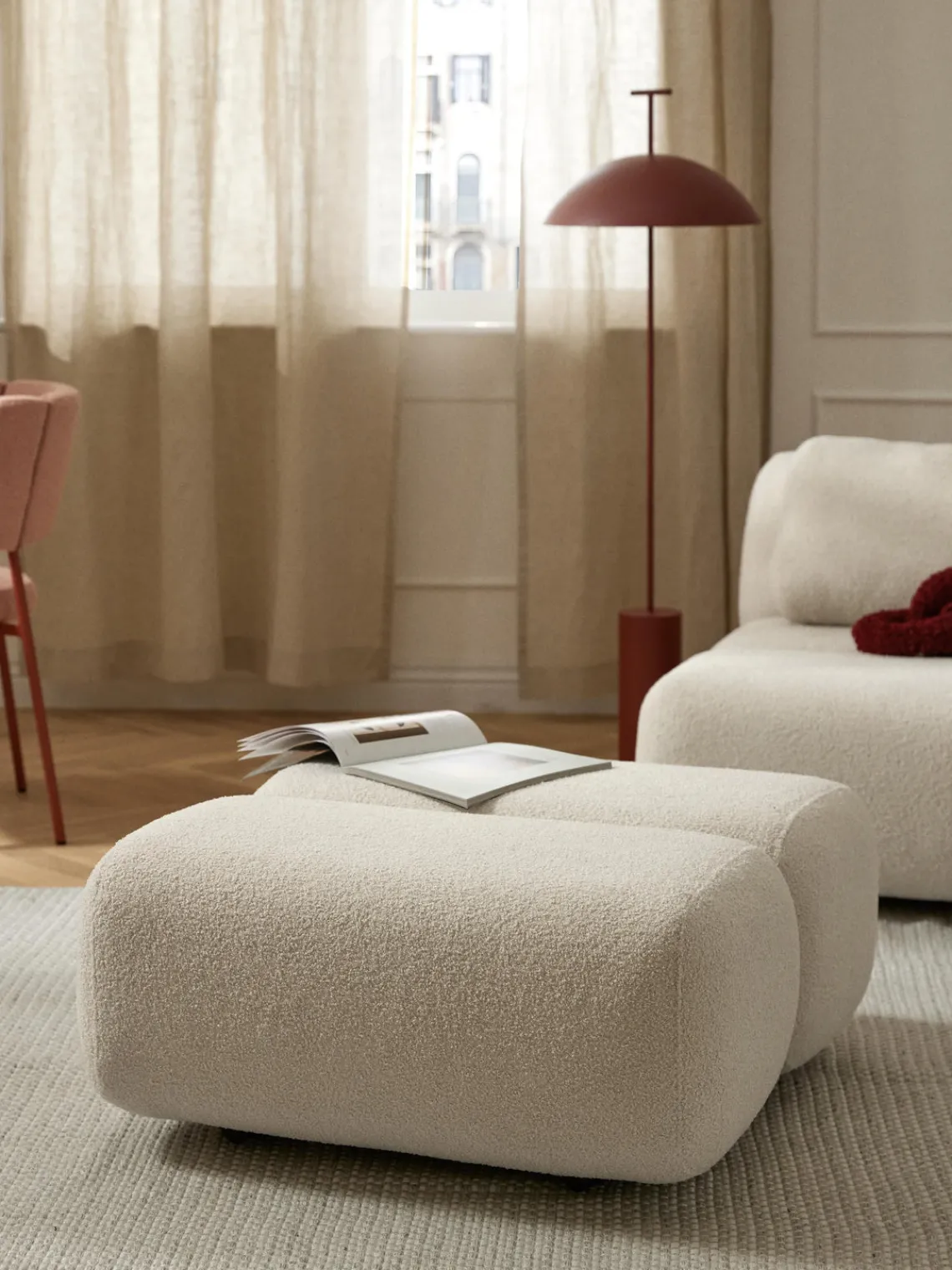 Pufs Y Otomanos|Pufs Y Otomanos>Westwing Collection Puf de borreguillo Caterpillar Borreguillo beige claro