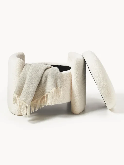 Pufs Y Otomanos|Pufs Y Otomanos>Westwing Collection Puf de borreguillo con espacio de almacenaje Benji Borreguillo blanco crema