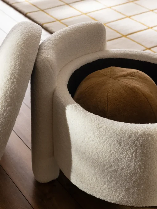 Pufs Y Otomanos|Pufs Y Otomanos>Westwing Collection Puf de borreguillo con espacio de almacenaje Benji Borreguillo blanco crema