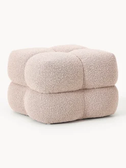 Pufs Y Otomanos|Pufs Y Otomanos>Westwing Collection Puf en tejido bouclé Ellie Bouclé rosa oscuro